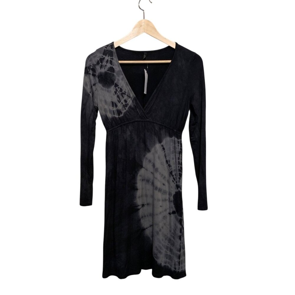 VTG Miss Match Women’s Dress Babydoll Empire Waist Tie-Dye Black Beige Y2K‎ Sz L